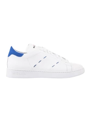 Niebieskie Niskie Sneakersy z Białą Skórą Kiton