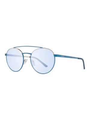 Niebieskie Okrągłe Okulary Przeciwsłoneczne dla Mężczyzn Guess