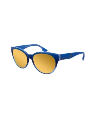 Niebieskie Okulary Owalne z Żółtymi Lustrem Diesel