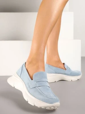 Niebieskie Półbuty w Stylu Mokasynów na Platformie Viandis ideal