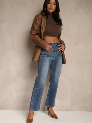 Niebieskie Proste Jeansy Regular Waist Fesalira Milas91