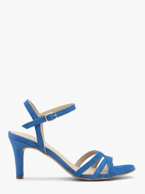 Niebieskie sandały damskie na szpilce Ryłko