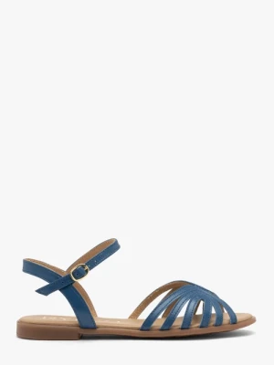 Niebieskie sandały damskie płaskie Ryłko