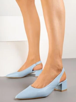 Niebieskie Sandały Slingback Vices na Słupku Zdobione Perforacją Telanisia