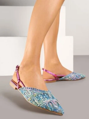 Niebieskie Sandały Slingback Vices z Metalicznymi Zdobieniami Janavie