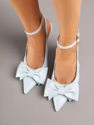 Niebieskie Sandały Vices na Szpilce Slingback Ozdobione Kokardą Tilvanea