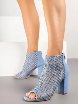 Niebieskie Siateczkowe Botki Vices na Słupku Sovhira