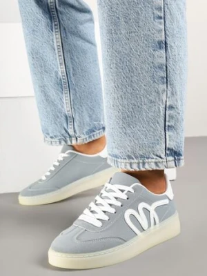 Niebieskie Sneakersy Kultowe Tenisówki Zdobione Abstrakcyjną Aplikacją Fendiva