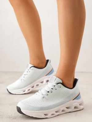 Niebieskie Buty Sportowe na Grubej Geometrycznej Podeszwie Alexusa