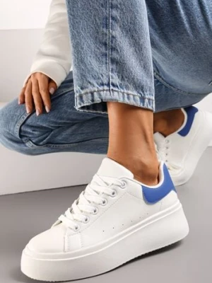 Biało-Niebieskie Sneakersy na Grubej Podeszwie Yarna