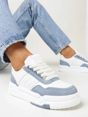 Niebieskie Sneakersy na Grubej Podeszwie z Przeszyciami Kamiya