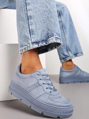 Niebieskie Sneakersy na Grubej Podeszwie z Tłoczeniami Try to Forget vices