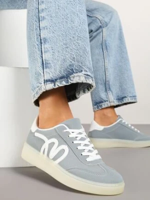 Niebieskie Sneakersy w Stylu Klasycznych Tenisówek z Ozdobną Aplikacją Elddiva