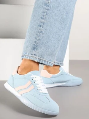 Niebieskie Sneakersy w Stylu Tenisówek z Paskami na Boku Cholewki Aitoria