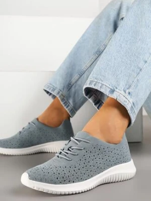 Niebieskie Sneakersy z Ażurową Cholewką Grellio