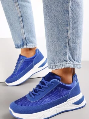 Niebieskie Sneakersy z Drobnymi Cyrkoniami Hinekle