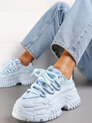 Niebieskie Sneakersy z Podwójnymi Sznurówkami i Tłoczoną Platformą Luppoa