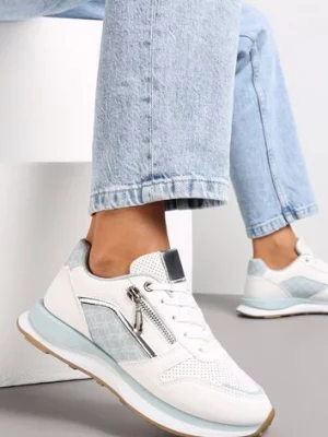 Niebieskie Sneakersy z Suwakiem i Metaliczną Wstawką Jolei