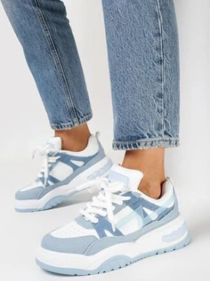 Niebieskie Sneakersy z Szerokimi Sznurówkami Platinia
