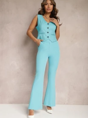 Niebieskie Spodnie Dzwony w Paski z Wysokim Stanem Eudota lily rose