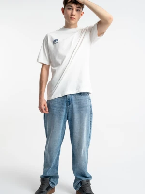 Niebieskie spodnie jeansowe BAGGY z efektem sprania Reporter