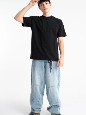 Niebieskie spodnie jeansowe SKATER z modnymi cięciami Reporter