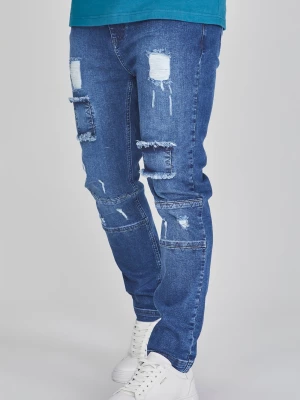 Niebieskie spodnie męskie drop crotch jeans SikSilk