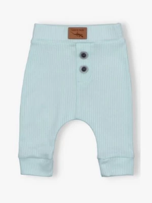 Niebieskie spodnie niemowlęce z dzianiny prążkowej Lagarto Verde