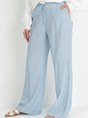 Niebieskie Spodnie z Gumką w Pasie Angelona rosa