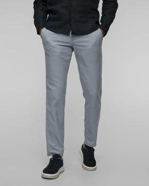Niebieskie Spodnie Z Lnem Męskie Alberto Lou-j - Luxury Linen