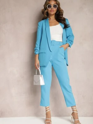 Niebieskie Spodnie z Paskiem Eudea new collection
