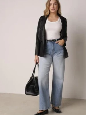 Niebieskie Szerokie Jeansy z Bawełną i Wysokim Stanem z Efektem Gradientu Canine milas91