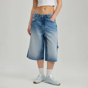 Niebieskie szorty jeansowe baggy fit ze szlufką z tyłu House