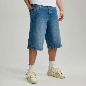 Niebieskie szorty jeansowe baggy z przetarciami House