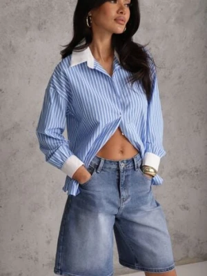 Niebieskie Szorty Jeansowe z Bawełny Jorts High Waist Sirenora daysie