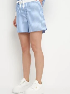 Niebieskie Szorty w Paski z Wysokim Stanem i Sznurkami Kiniriela retro & icone