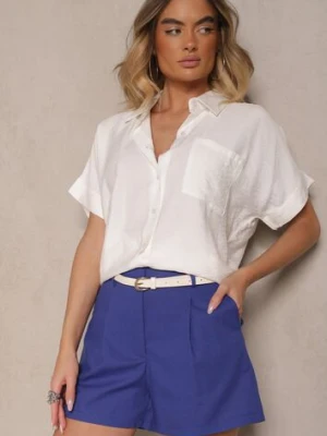 Niebieskie Szorty z Bawełną High Waist w Klasycznym Stylu Sefore metrofive