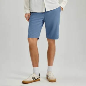 Niebieskie szorty z lnem i skośnymi kieszeniami House