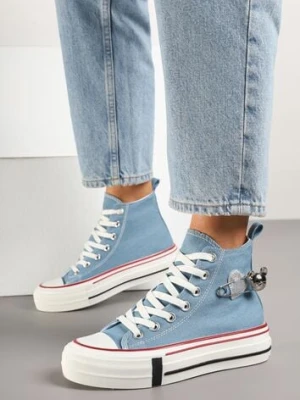 Niebieskie Trampki za Kostkę Ozdobione Aplikacją 3D Vizana