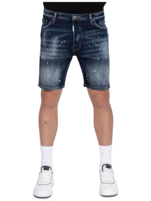Niebieskie Wąskie Krótkie Jeansy z Neonowymi Szczegółami My Brand
