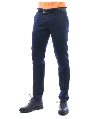 Niebieskie Wełniane Eleganckie Spodnie Chino Berwich