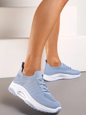 Niebieskie Wsuwane Buty Sportowe w Skarpetkowym Stylu z Ozdobną Podeszwą Moonlise