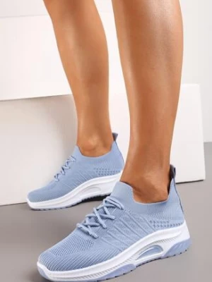 Niebieskie Wsuwane Buty Sportowe z Elastyczną Cholewką i Ozdobną Wstawką na Podeszwie Moonsara