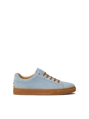 Niebieskie zamszowe sneakersy z brązowymi elementami Kazar