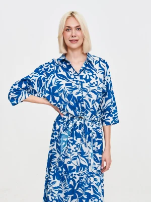 Niebiesko-biała bluzka z wiązaniem u dołu Top Secret