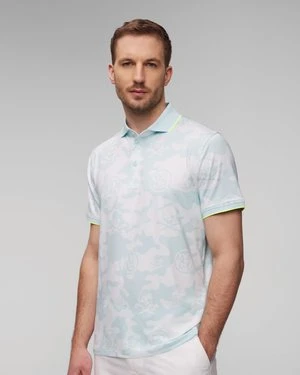 Niebiesko-białe polo męskie G/Fore Exploded Camo Tech Jersey Polo