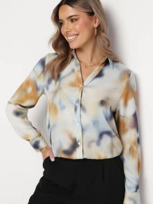 Niebiesko-Brązowa Koszula z Kołnierzykiem z Wzorzystej Tkaniny Lumi rosa