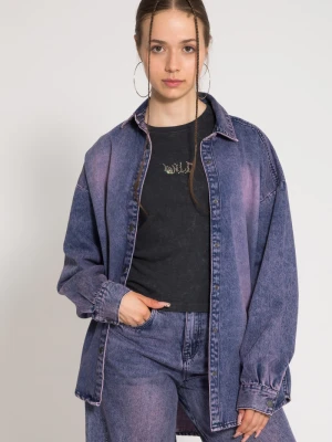 Niebiesko-fioletowa cieniowana koszula jeansowa oversize Reporter