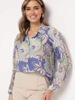 Niebiesko-Fioletowa Koszula o Klasycznym Kroju w Abstrakcyjny Wzór Gallta sophyline