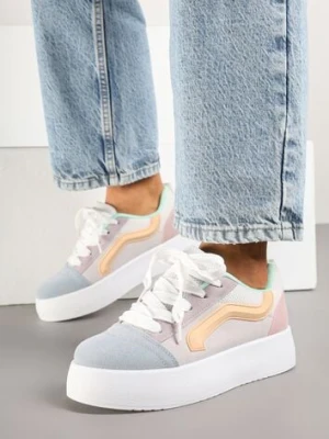Niebiesko-Fioletowe Sneakersy Kultowe Tenisówki na Grubej Podeszwie Nurisora